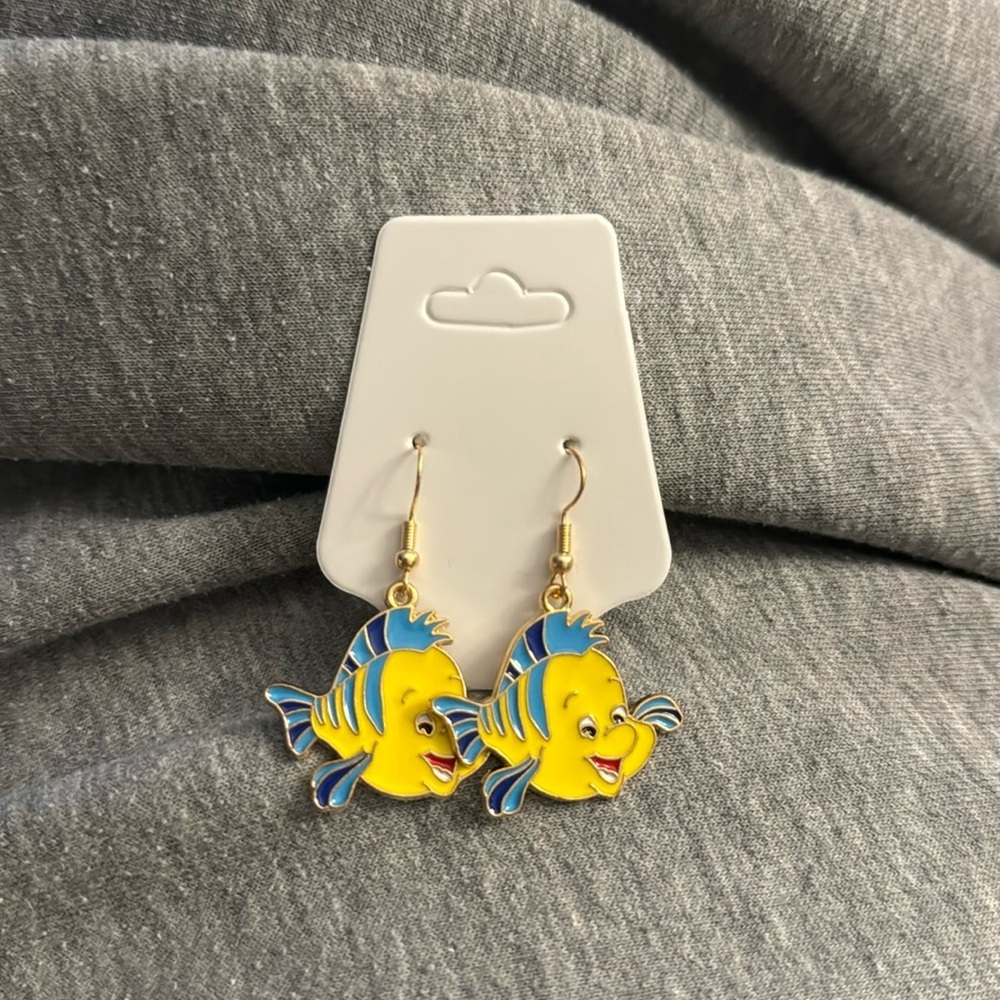 FLOUNDER FISH cute earrings kawaii food animal - bundle for discount​​